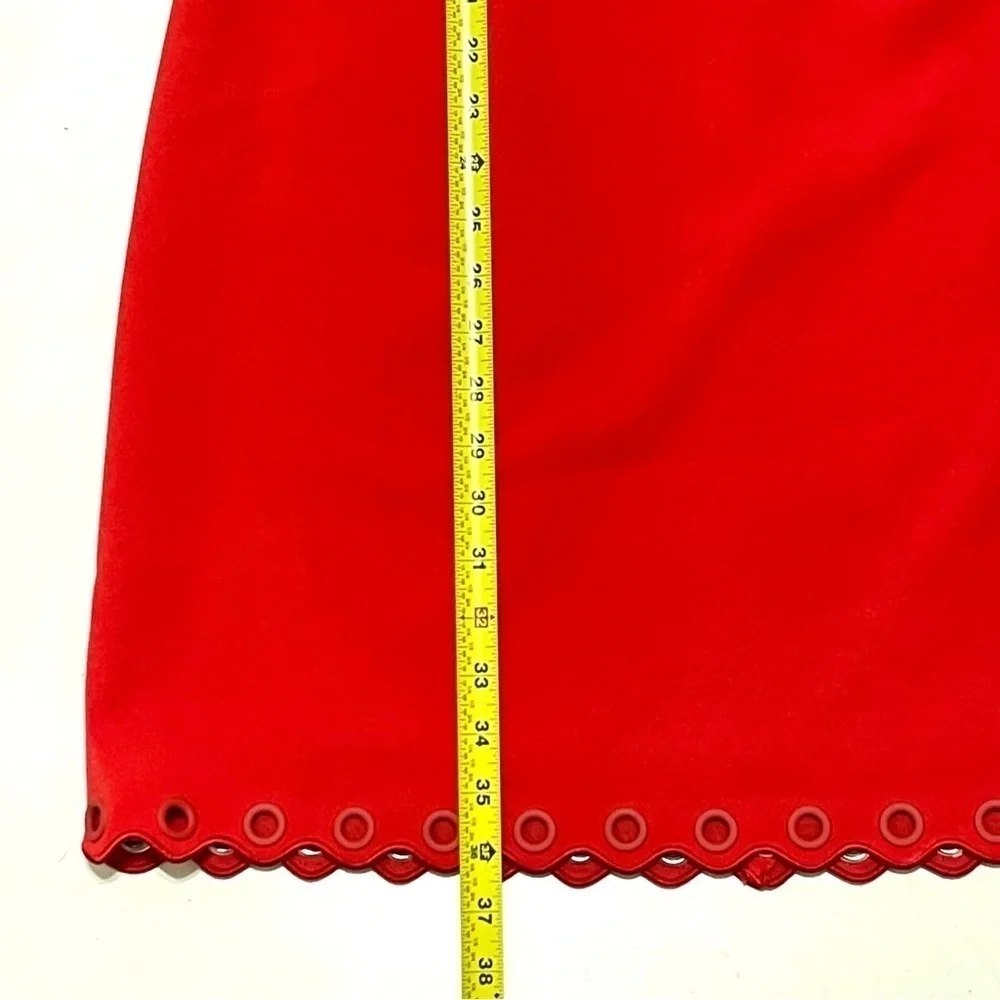 J.Crew Woman Red Grommet Scalloped Shift Sleeveless Dress Size 8